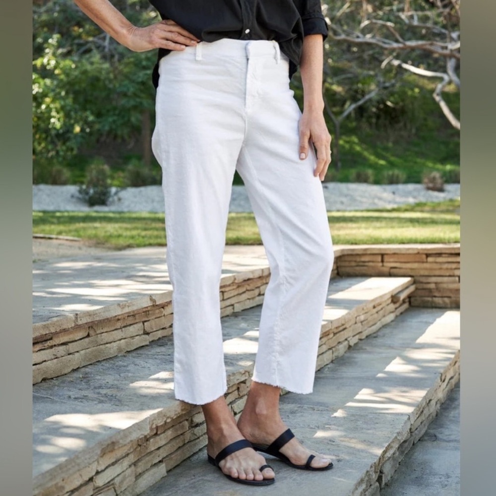 Frank & Eileen Kinsale Cotton Linen Pant White Size 0 Classic Minimalist Trouser - Picture 3 of 11